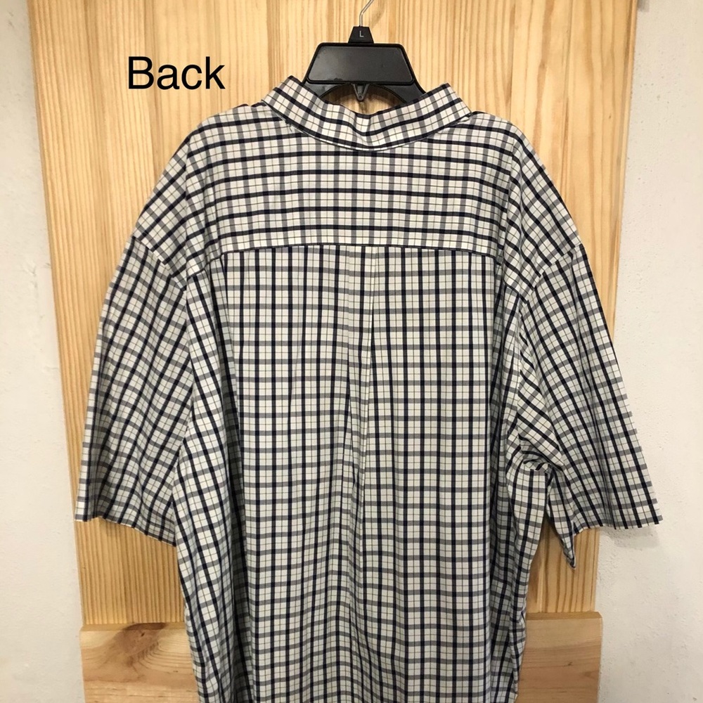 Mens Button Down Navy and White Plaid Shirt - Picture 2 of 4